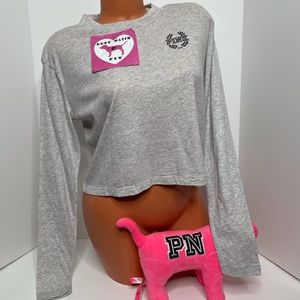 Victoria’s Secret PINK XS S Logo Long-sleeve Shirt Cropped Crewneck Super Soft